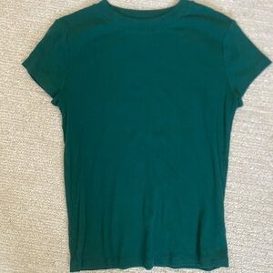 A New Day Teal Short Sleeve Ribbed Top